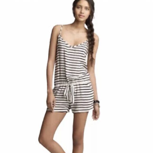 J. Crew black white striped sleeveless romper size extra small XS b21 - Picture 1 of 5